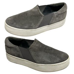 Vince Warren Womens 8 US 38 Gray Suede Platform Slip On Sneakers‎ Shoes Comfort